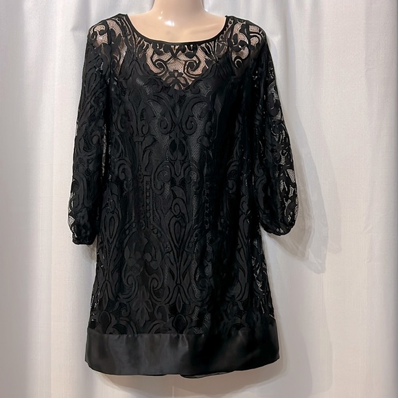 Gorgeous black lace over silk dress 2 in 1 combo Size: S/M - Picture 1 of 12
